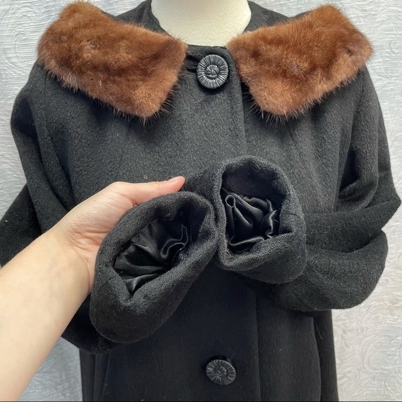 VTG 50’s/60’s Forstmann Long Dress Coat w Real Fur Trim - Picture 3 of 12